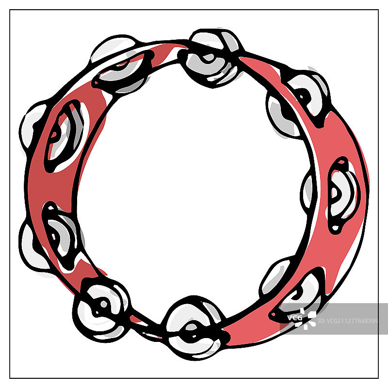 手持彩色铃鼓贺卡图片素材