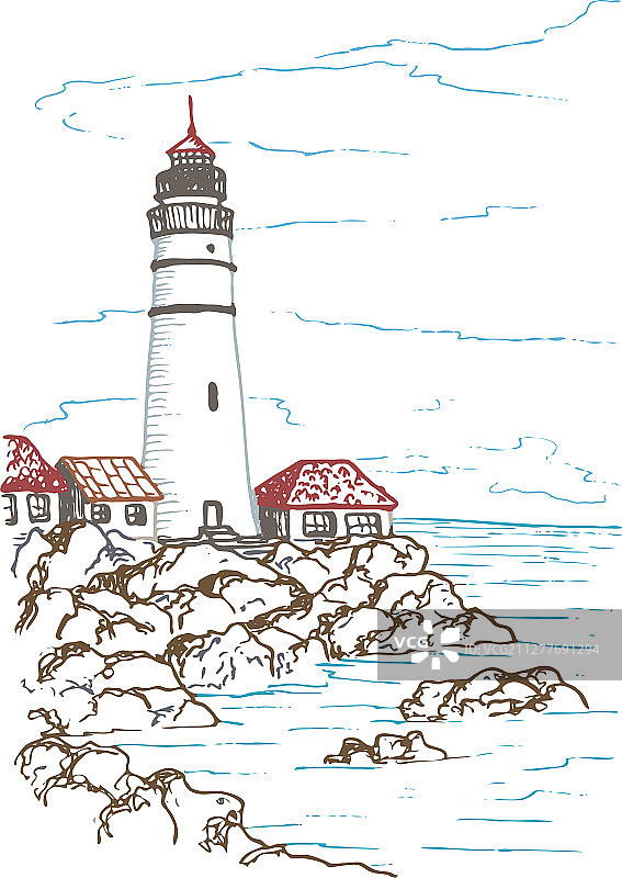 岩石海岸上的灯塔风景图片素材