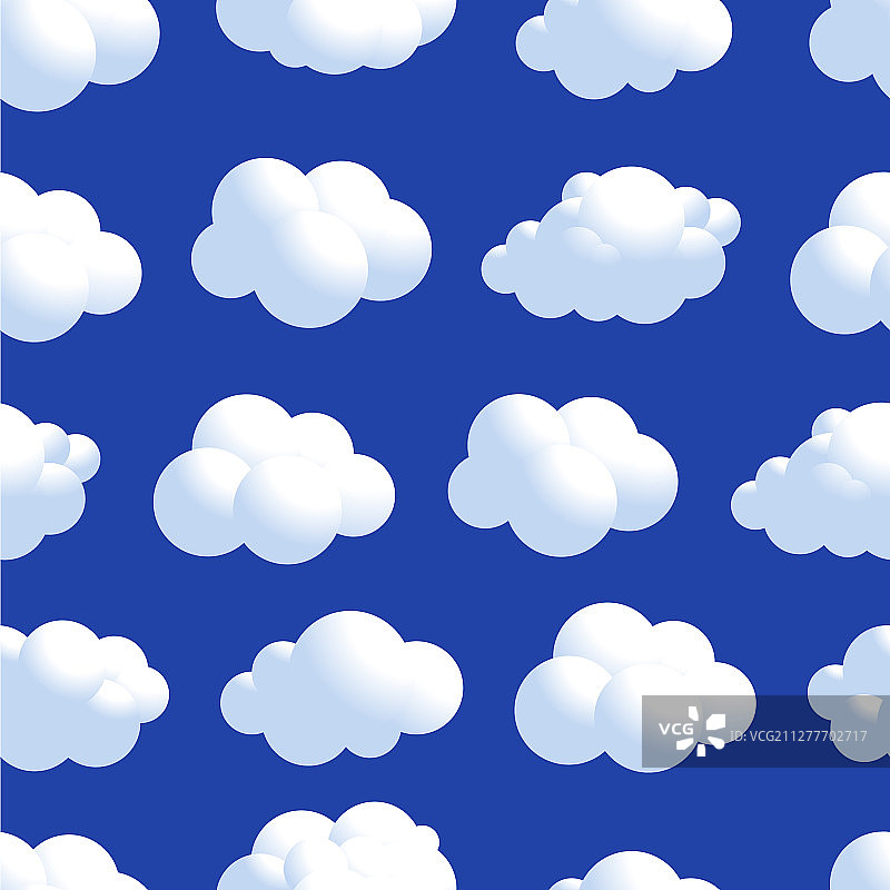 带有蓬松感的自然空气云朵无缝图案图片素材