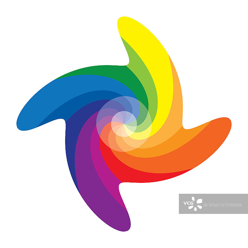 带有十二种颜色的彩色风车或彩色圆圈图片素材