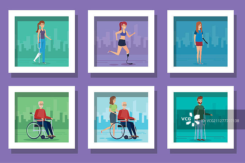 残疾人生活场景合集图片素材