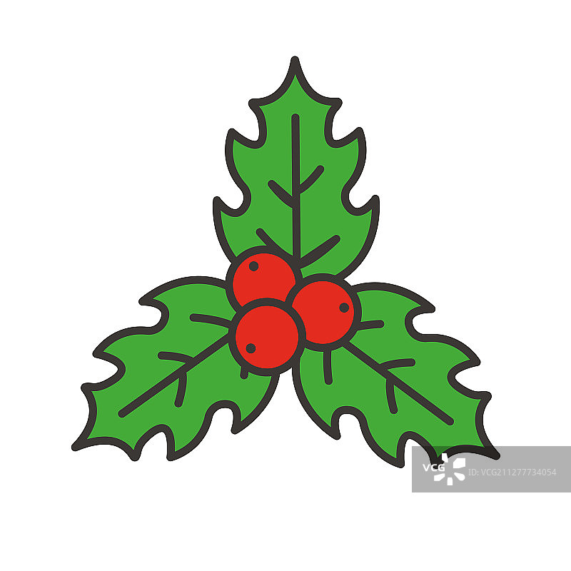 圣诞槲寄生彩色图标图片素材