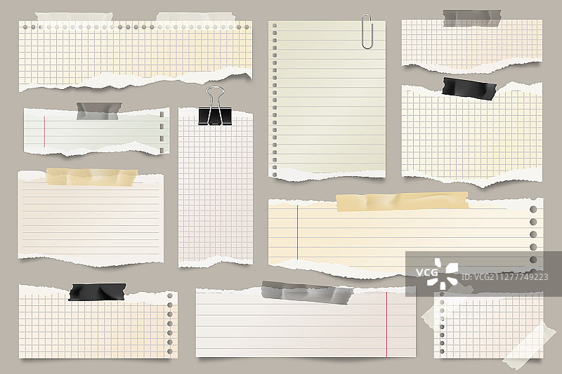 彩色撕裂的条纹纸条集合图片素材