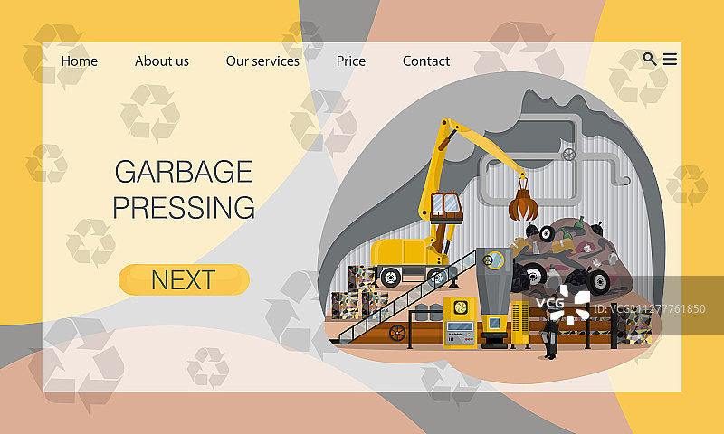 垃圾处理前的压缩过程图片素材