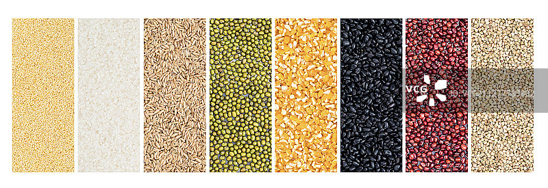 五谷杂粮组合平铺对比展示图片素材