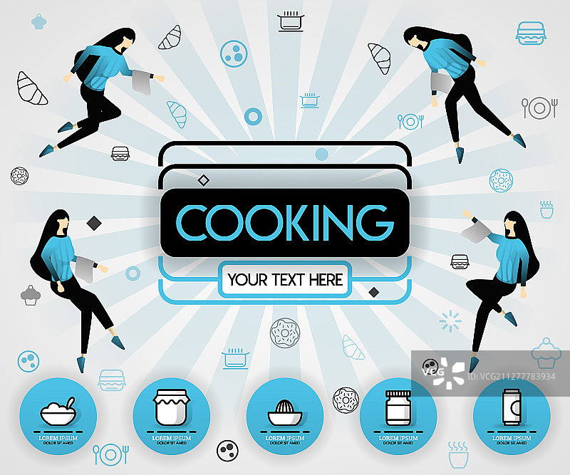 蓝色概念烹饪书和美食封面图片素材