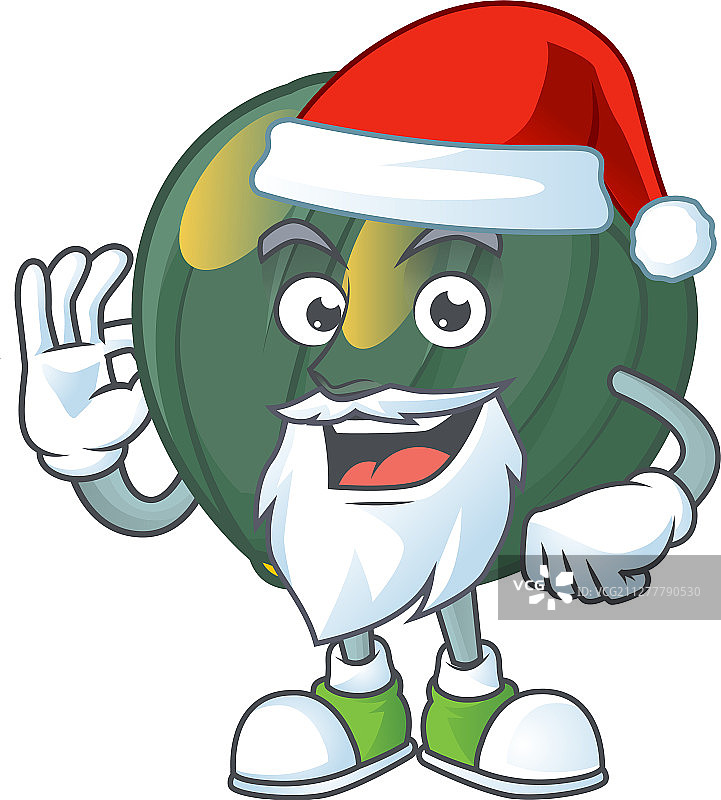 圣诞老人服装打扮的快乐橡子南瓜吉祥物图片素材