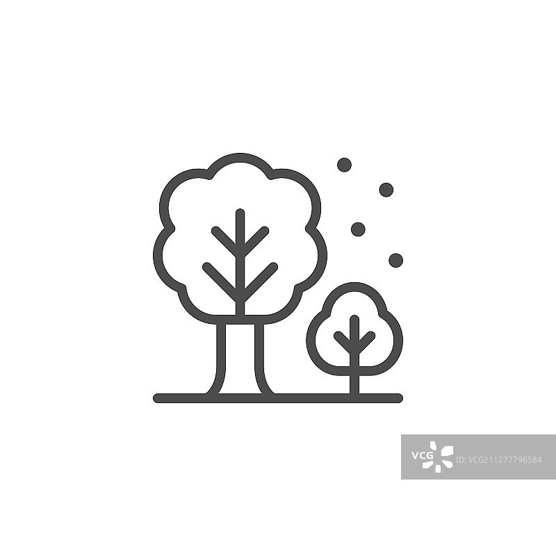 花园树木线条轮廓图标图片素材