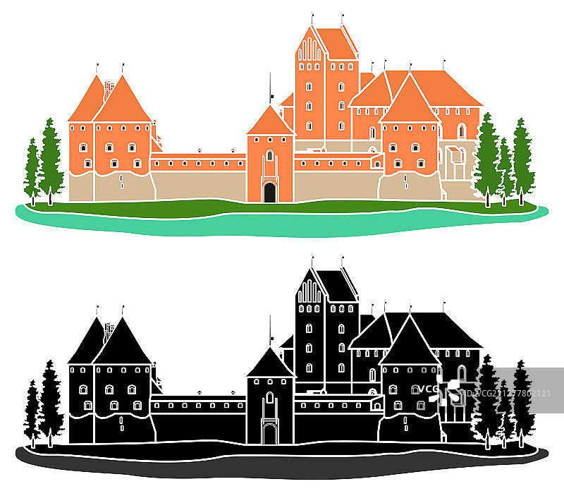 无轮廓的特拉凯岛城堡图片素材