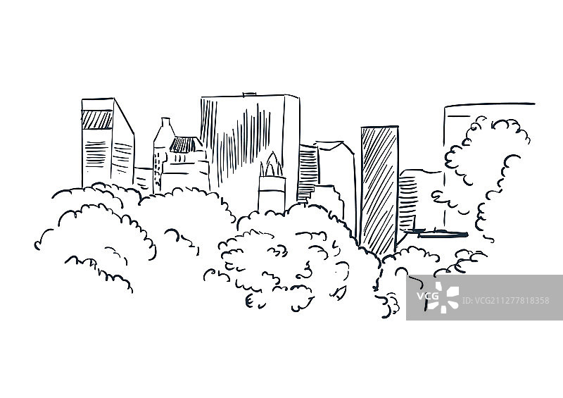 纽约城市天际线素描图片素材