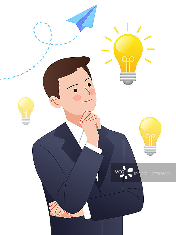 一个思考的男人和灯泡图片素材