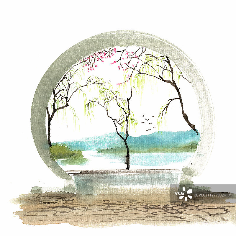 拱门外的景色图片素材