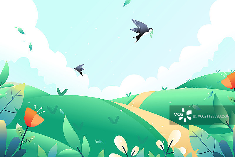 出游旅行风景踏青夏季夏天暑期生活背景矢量插画图片素材