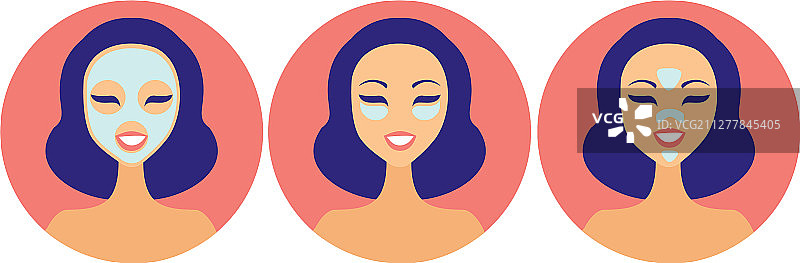 面部美容面膜和贴片图片素材