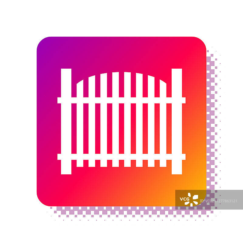 白色背景上的白色花园木栅栏图标图片素材