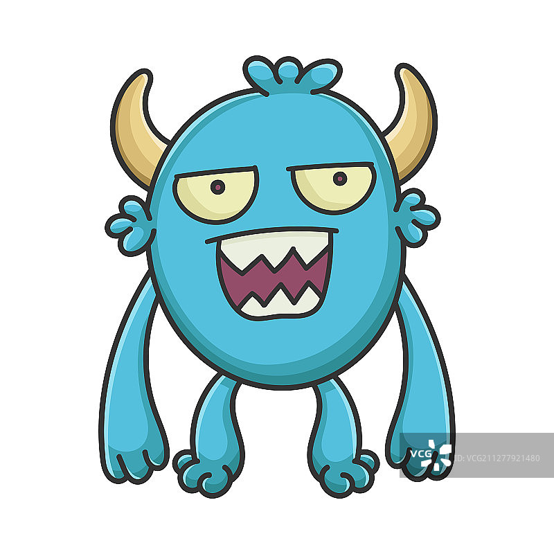 疯狂愤怒的卡通毛茸茸生物怪物图片素材