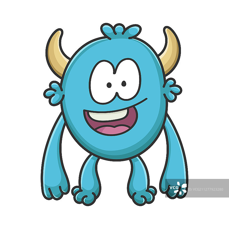 快乐微笑的卡通毛茸茸的怪物图片素材