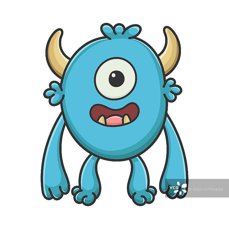 快乐的卡通独眼毛绒怪物图片素材