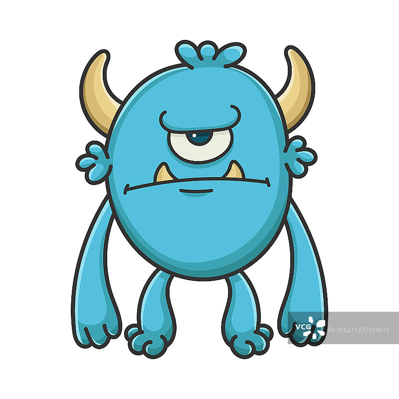 快乐的卡通独眼毛绒怪物图片素材