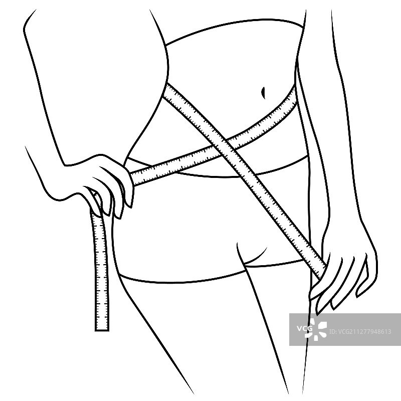 身材苗条的女子量腰围图片素材