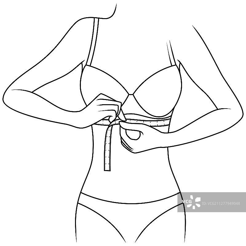 女人测量胸围尺寸图片素材