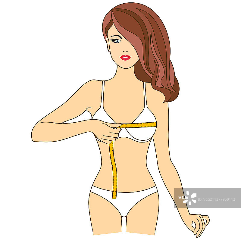 女人测量胸围尺寸图片素材