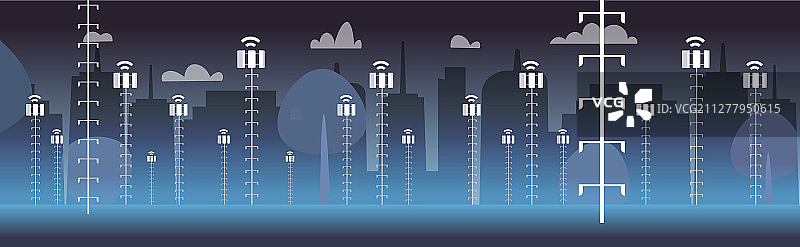 智慧城市5G在线无线系统基站图片素材
