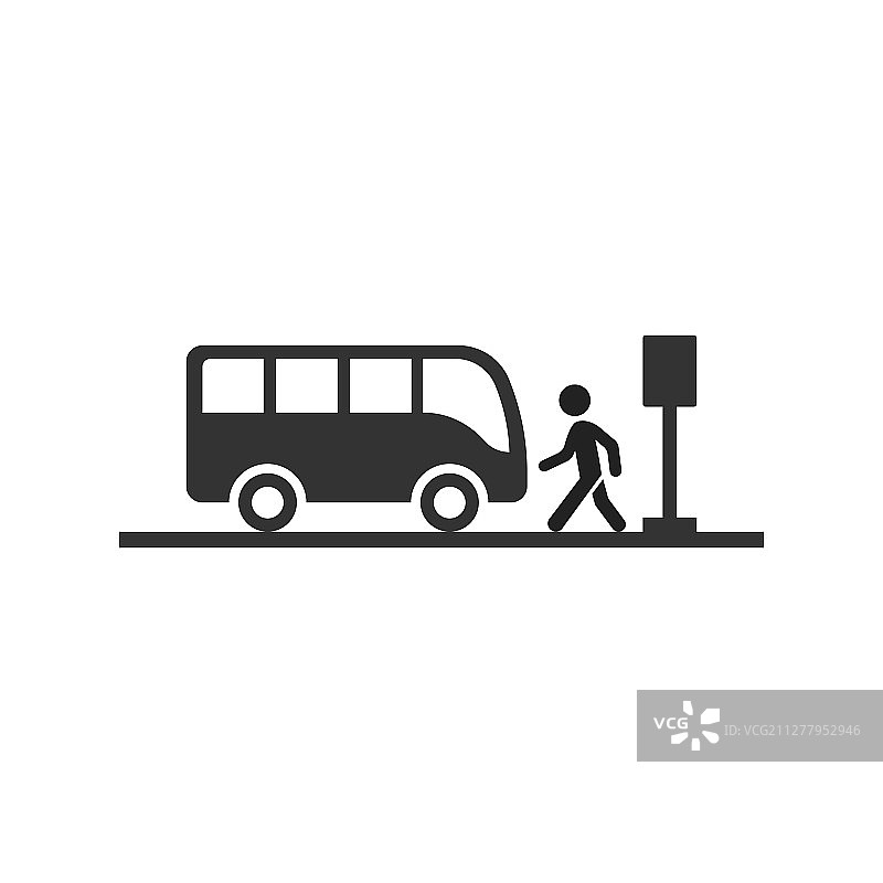 扁平风格的公交车站图标图片素材