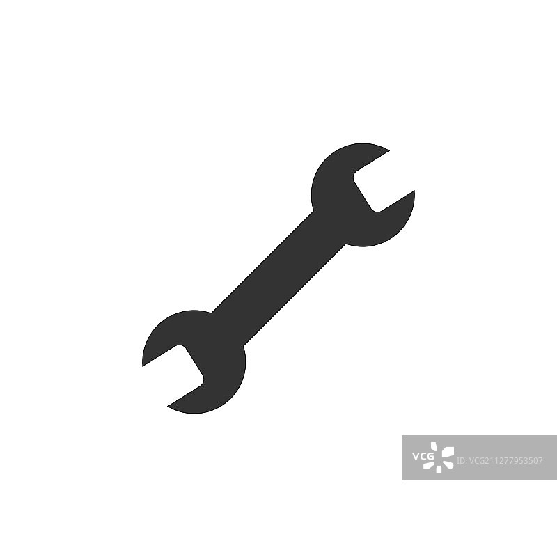 扁平风格扳手图标，白色背景上的扳手图片素材