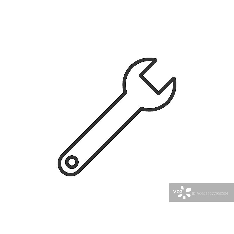 扁平风格扳手图标，白色背景上的扳手图片素材