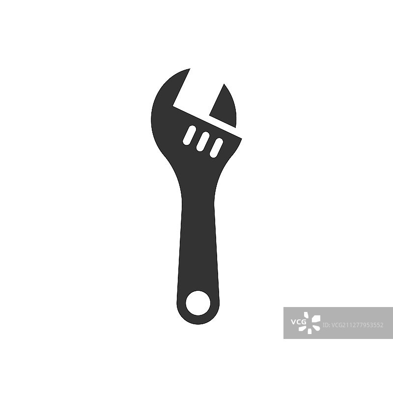 扁平风格扳手图标，白色背景上的扳手图片素材