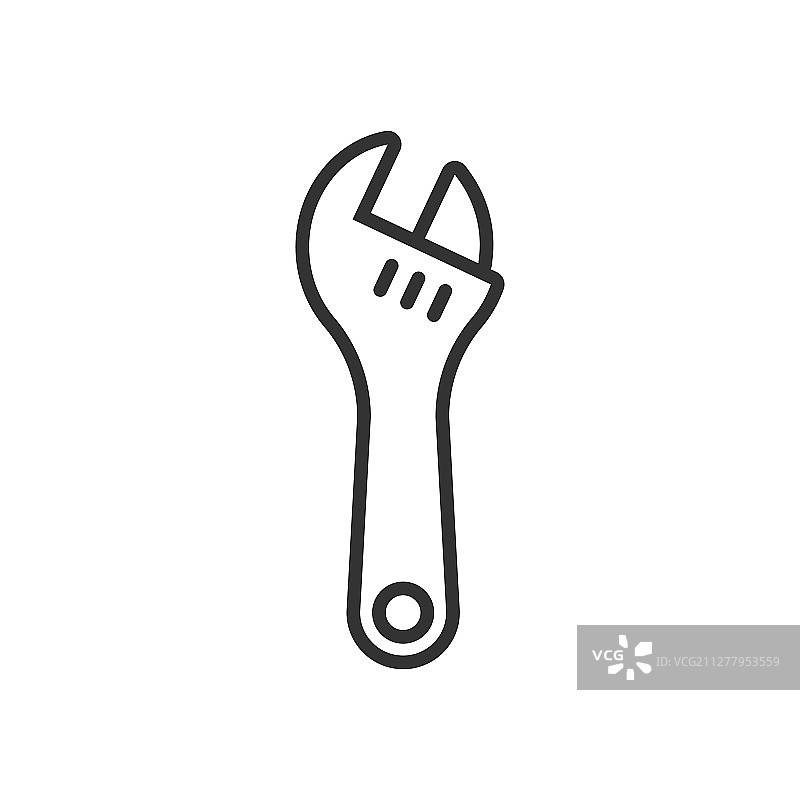 扁平风格扳手图标，白色背景上的扳手图片素材