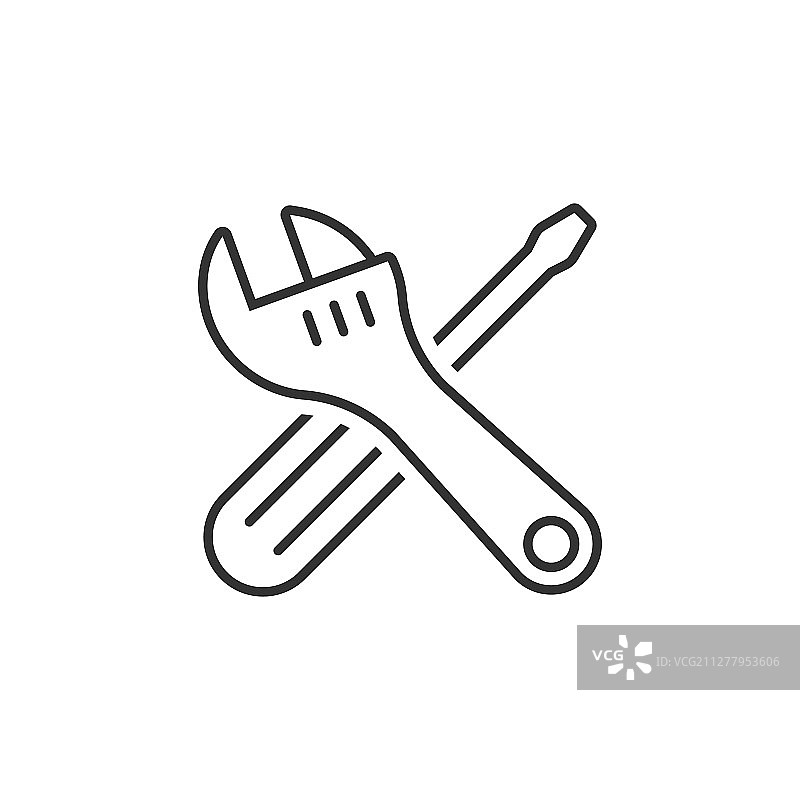 扁平风格的扳手和螺丝刀图标图片素材
