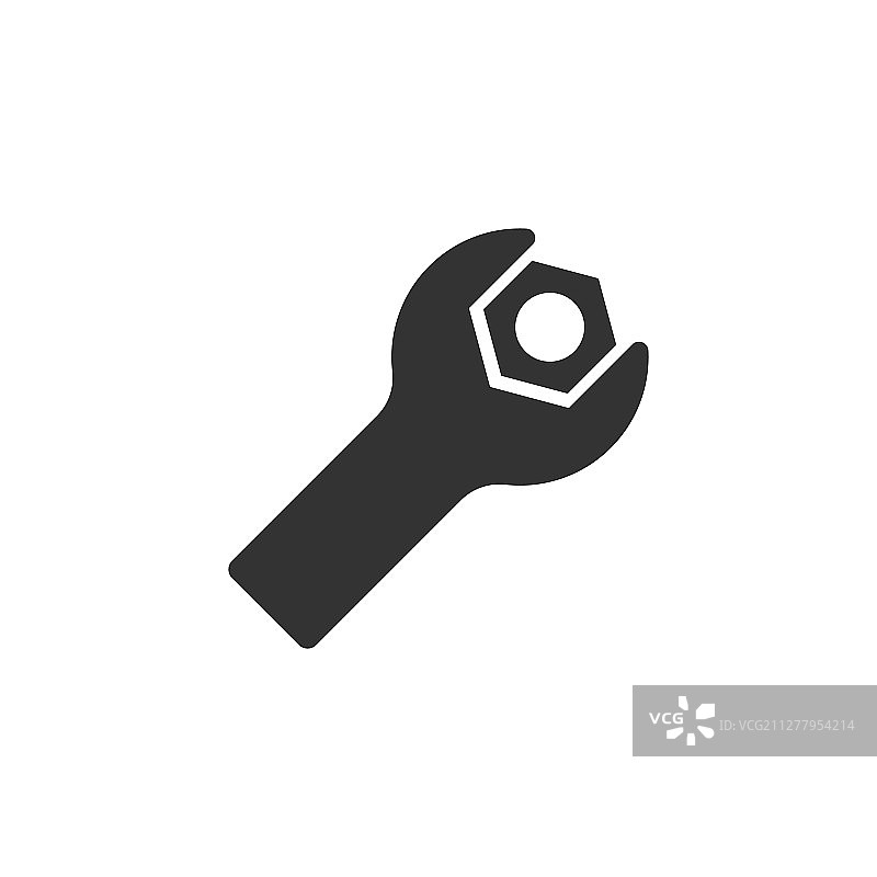 扁平风格扳手图标，白色背景上的扳手图片素材