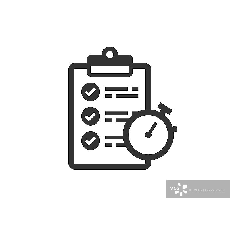 带时钟图标的文档，扁平风格清单图片素材