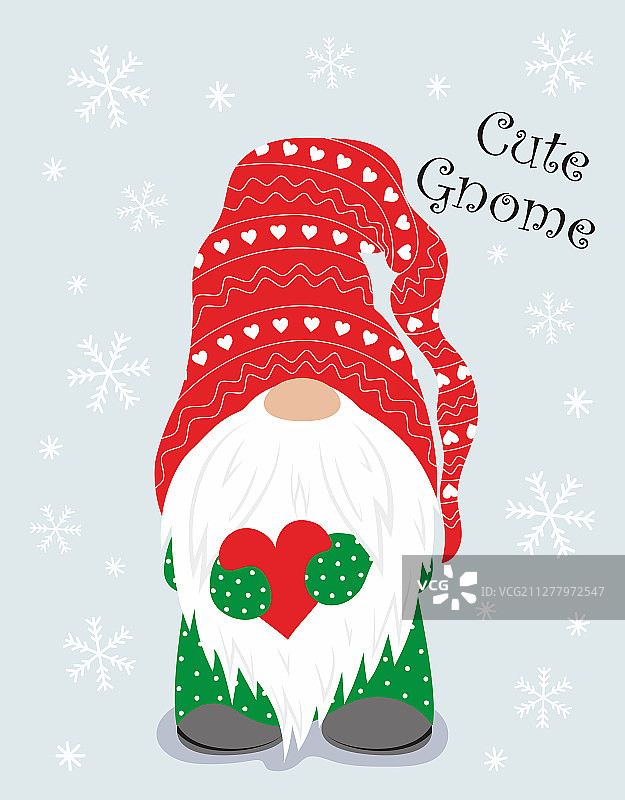 可爱侏儒圣诞冬季贺卡图片素材