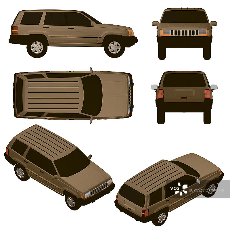 不同位置的棕色机器组合图片素材