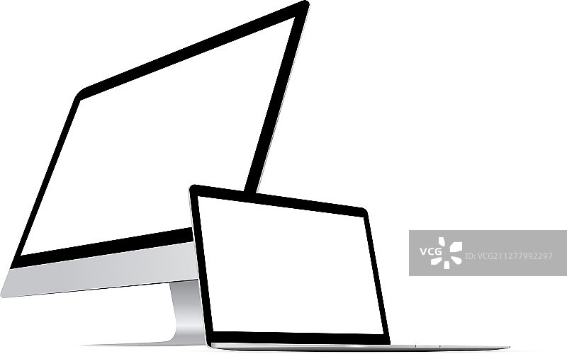 台式电脑、PC显示器和笔记本电脑图片素材