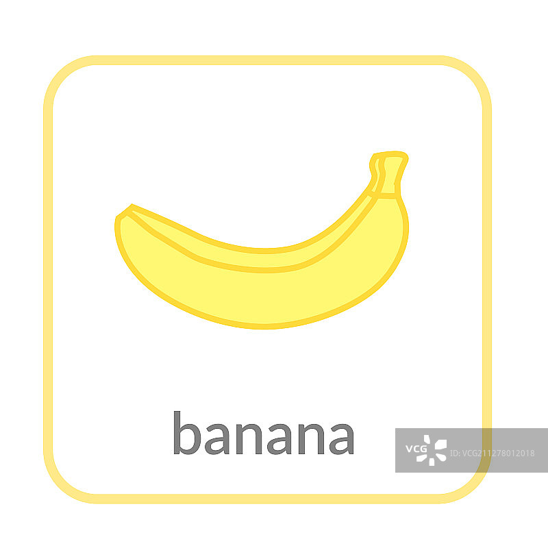 黄色轮廓香蕉扁平图标图片素材