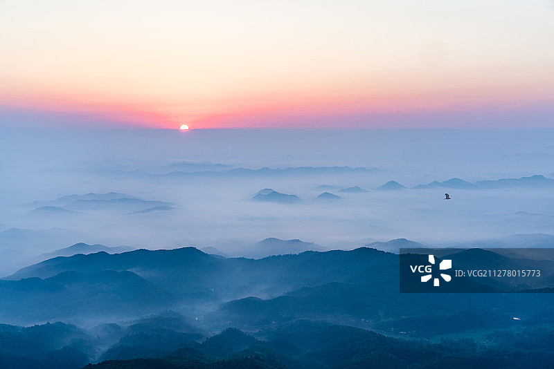 大洪山云海日出图片素材