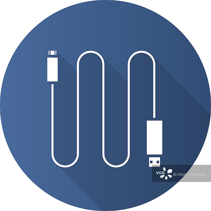 迷你USB数据线扁平风长阴影图标图片素材