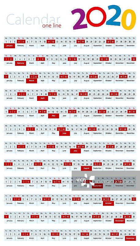 2020年单线日历图片素材
