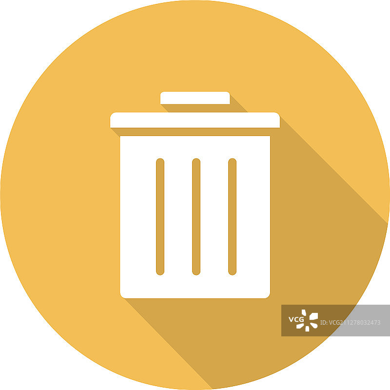 带长阴影的垃圾桶扁平设计图标图片素材