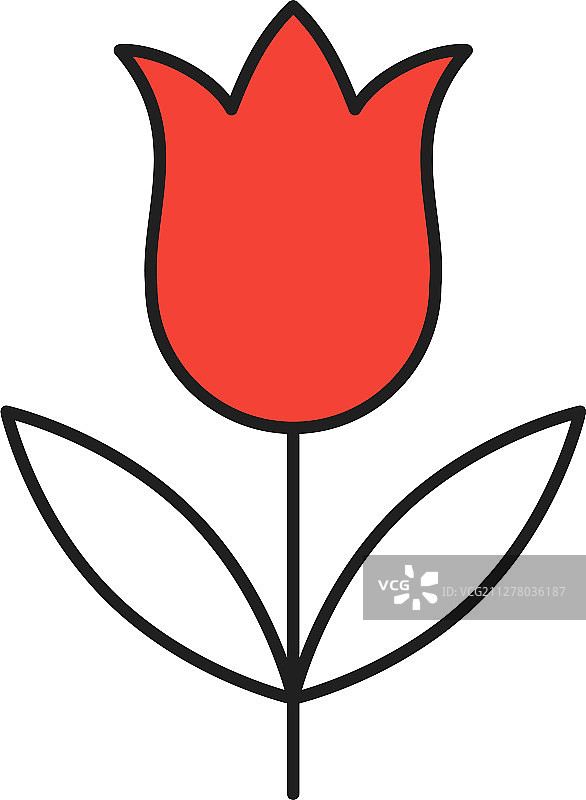 郁金香线性图标图片素材