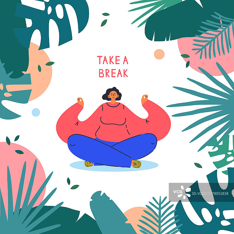 年轻女人以瑜伽坐姿休息图片素材