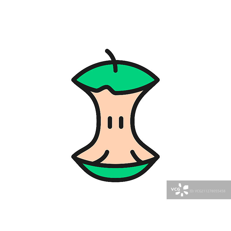 苹果核食物垃圾扁平线条图片素材