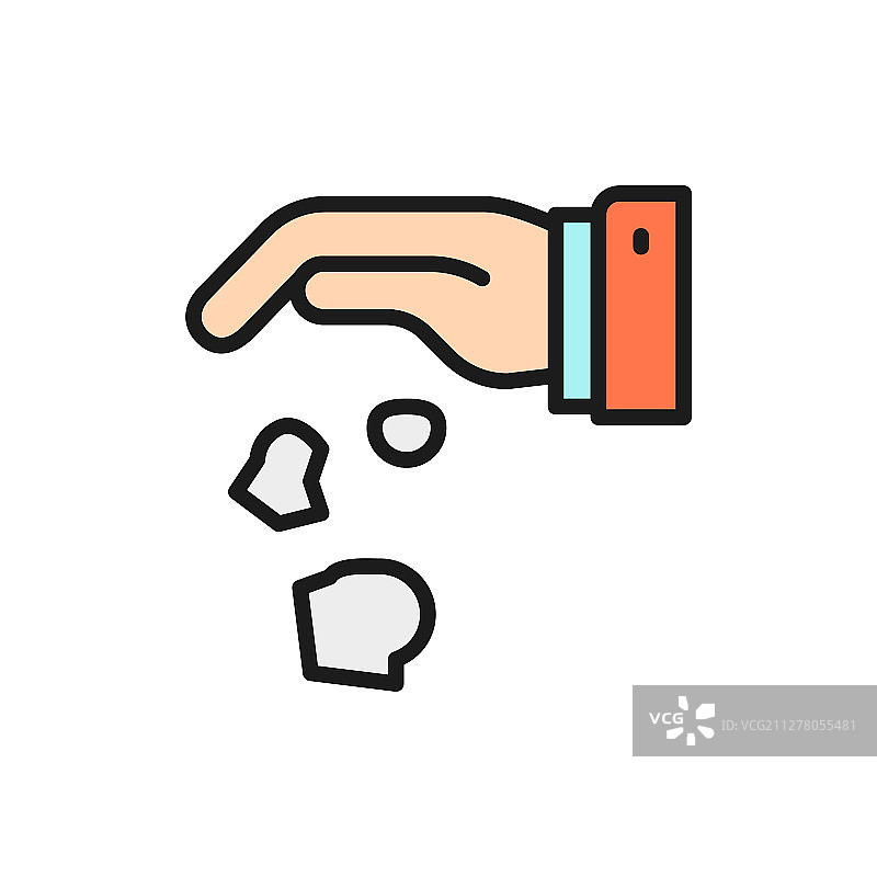 手扔掉垃圾废纸扁平图片素材