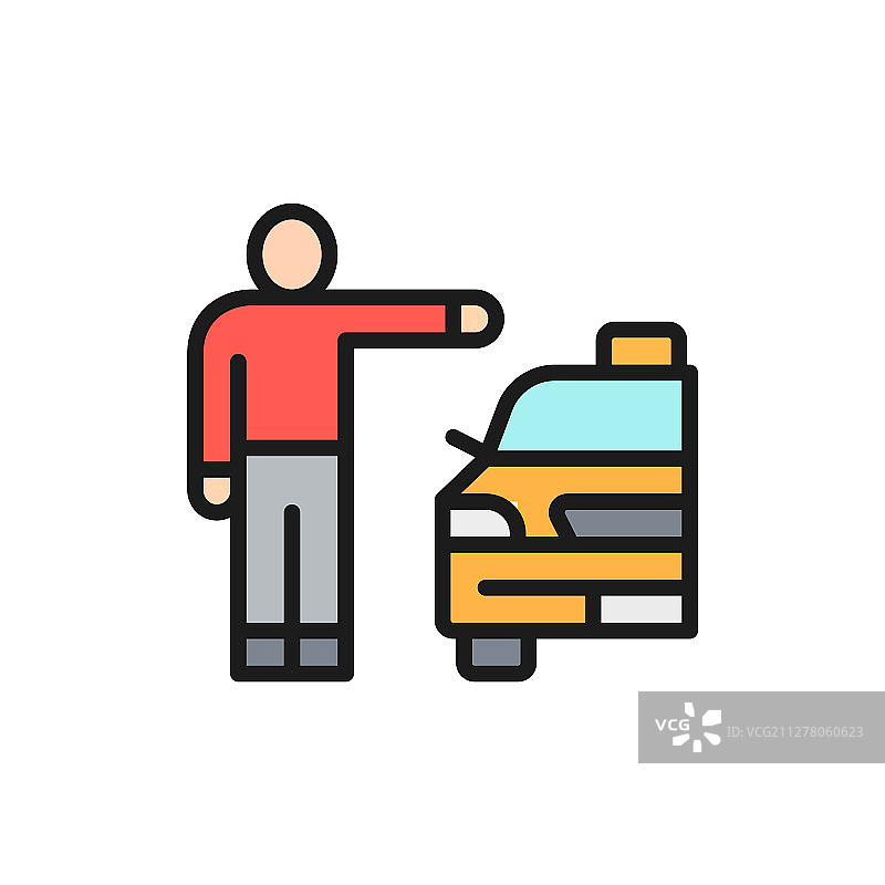 男子乘坐出租车扁平风插画图片素材