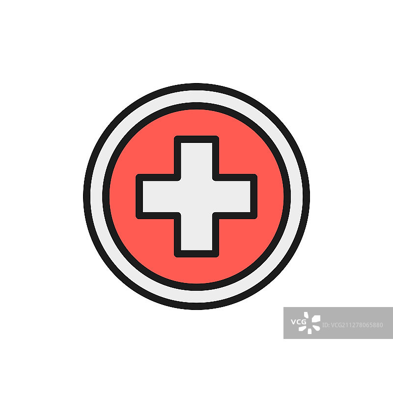 药房医院急救标志（扁平彩色线条）图片素材