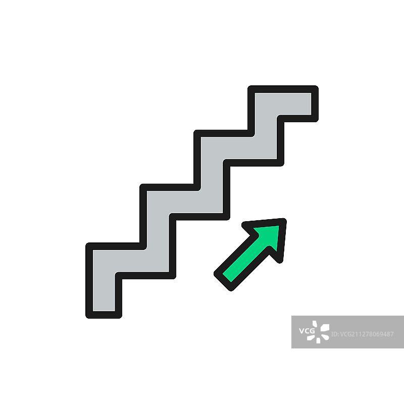 楼梯向上标志扁平彩色线条图标图片素材